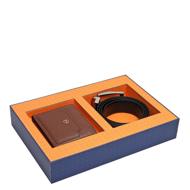Date Saffiano Franzy Leather Mens Wallet & Belt Gift Set