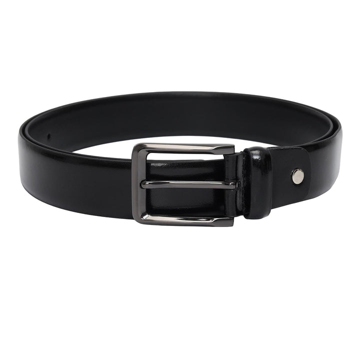 Black Plain Leather Mens Wallet & Belt Gift Set