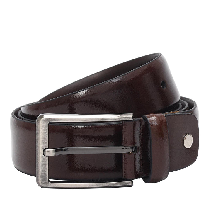 Brown Plain Leather Mens Wallet & Belt Gift Set