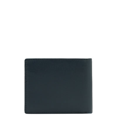 Navy Blue & Black Plain Leather Mens Wallet & Belt Gift Set