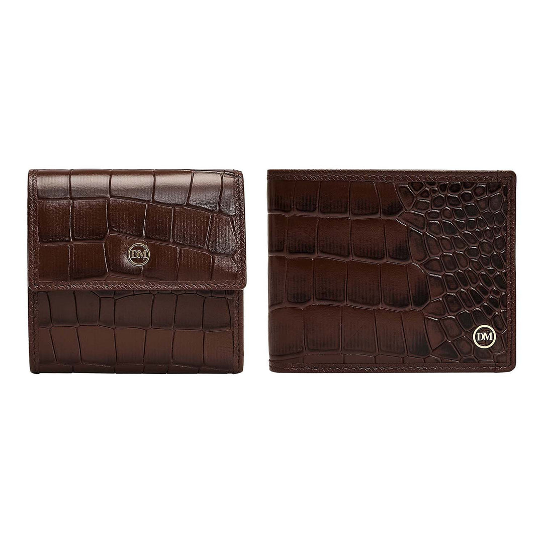Walnut Croco Leather Mens & Ladies Wallet Gift Set