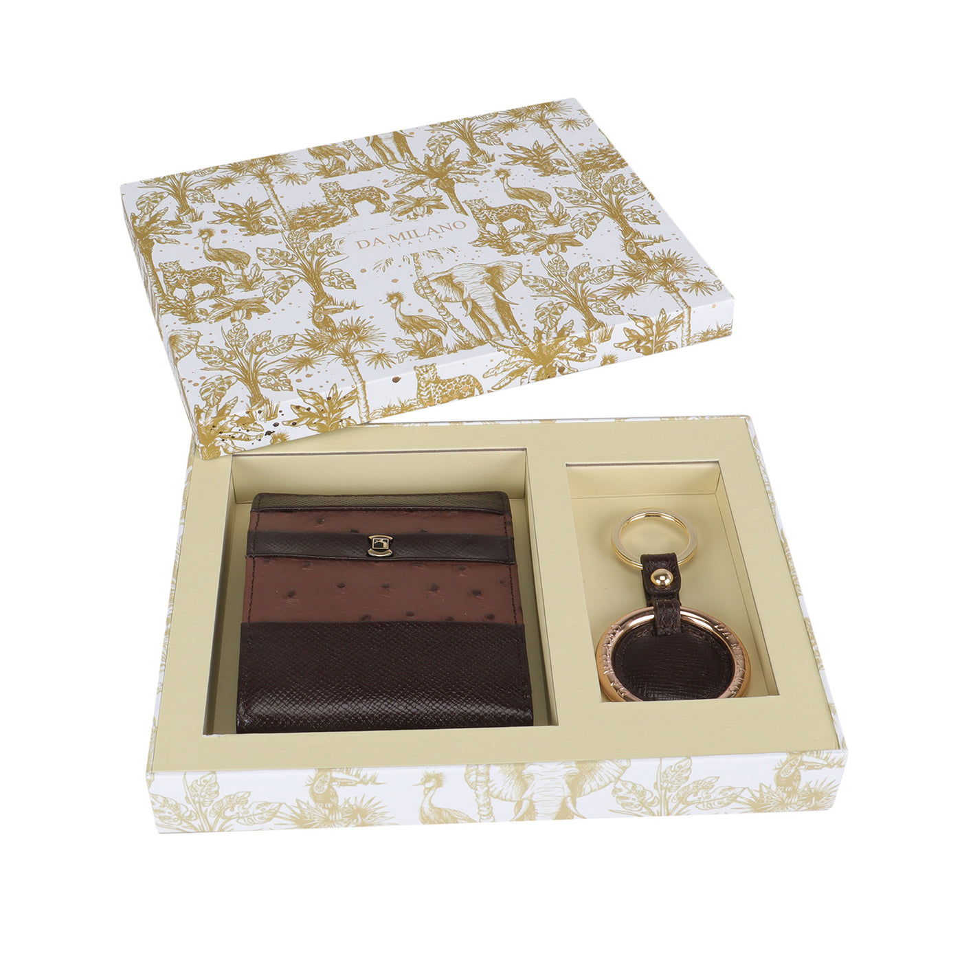 Chocolate Franzy Leather Mens Wallet & Keychain Gift Set