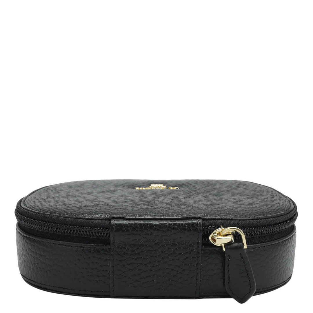 Wax Leather Jewellery Case - Black