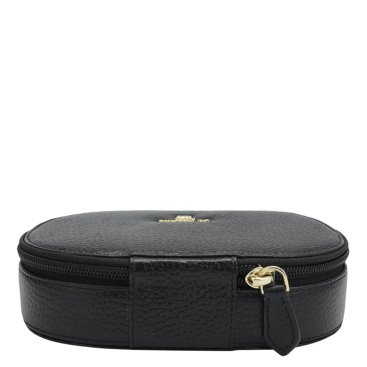 Wax Leather Jewellery Case - Black