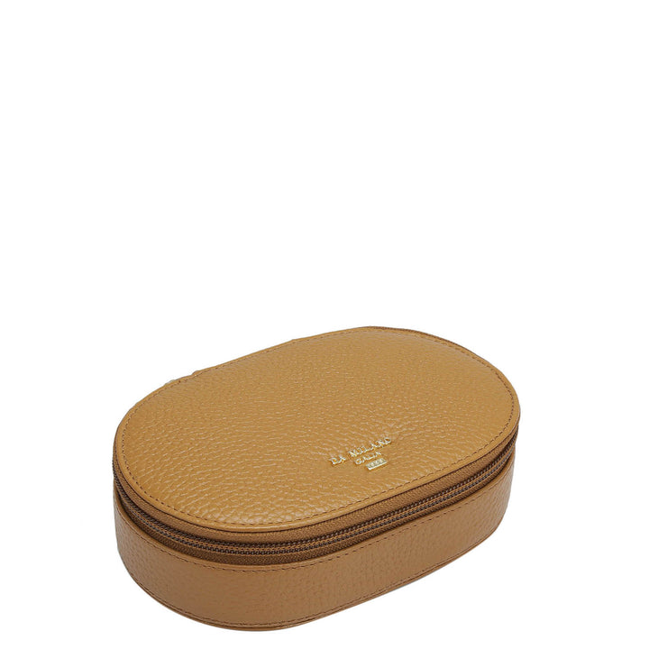 Wax Leather Jewellery Case - Caramel