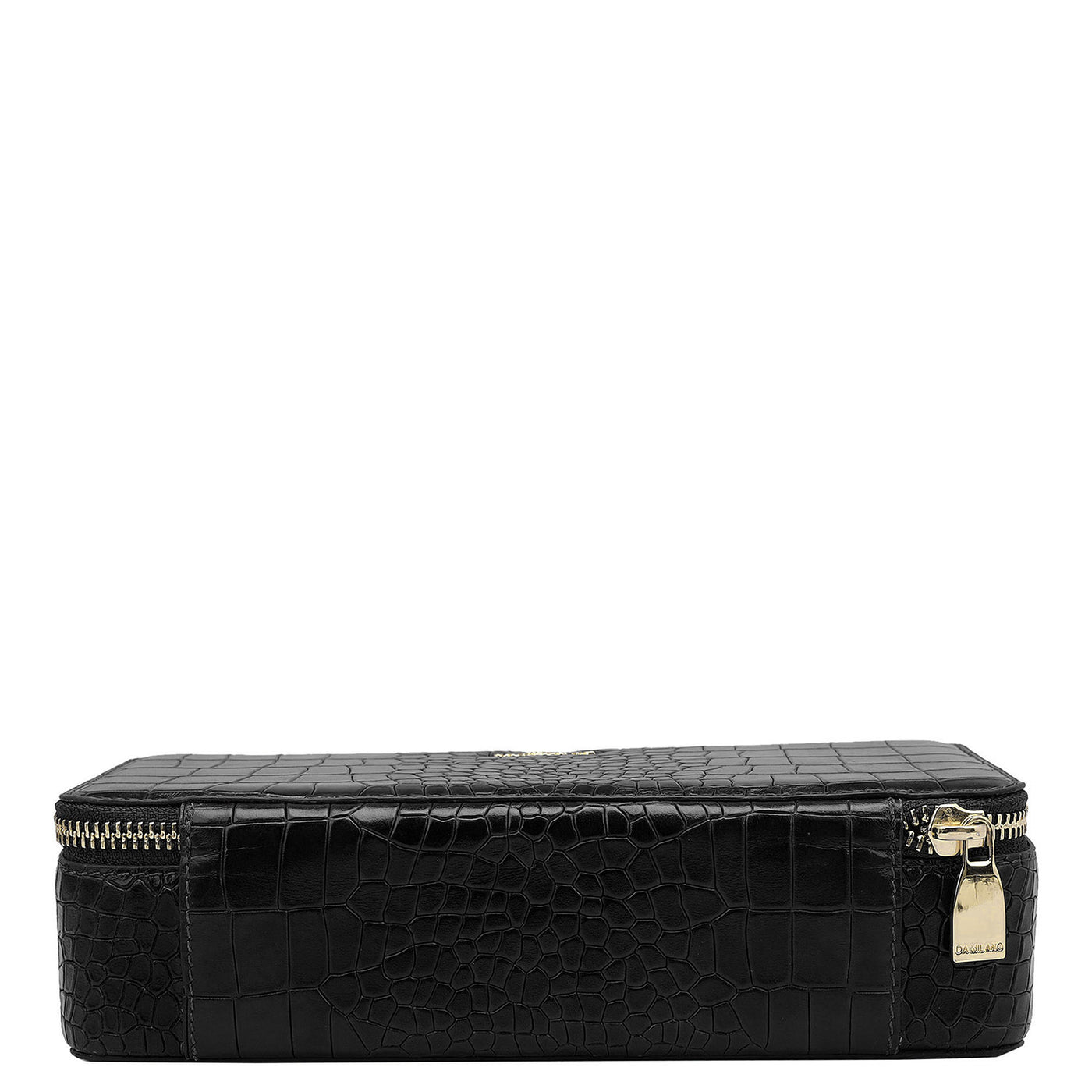 Croco Leather Jewellery Case - Black