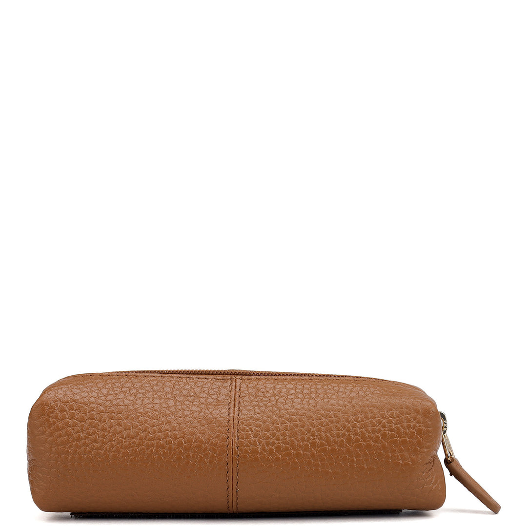 Wax Leather Jewellery Case - Caramel
