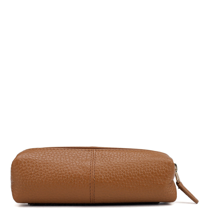 Wax Leather Jewellery Case - Caramel