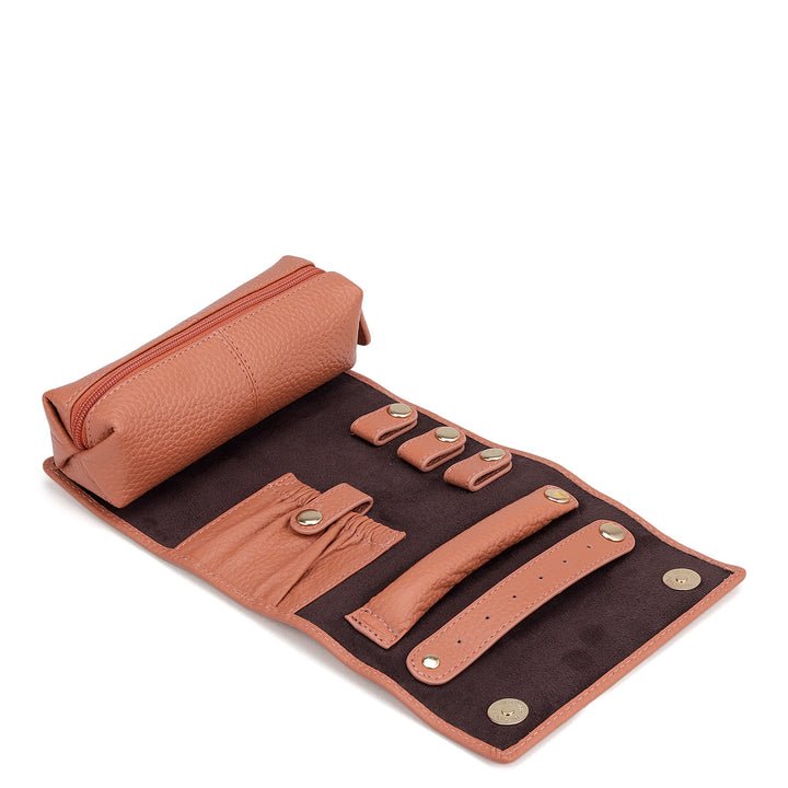Wax Leather Jewellery Case - Terracotta