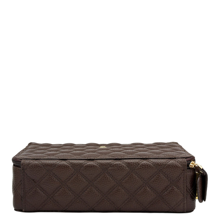 Quilting Leather Jewellery Case - Chocolate