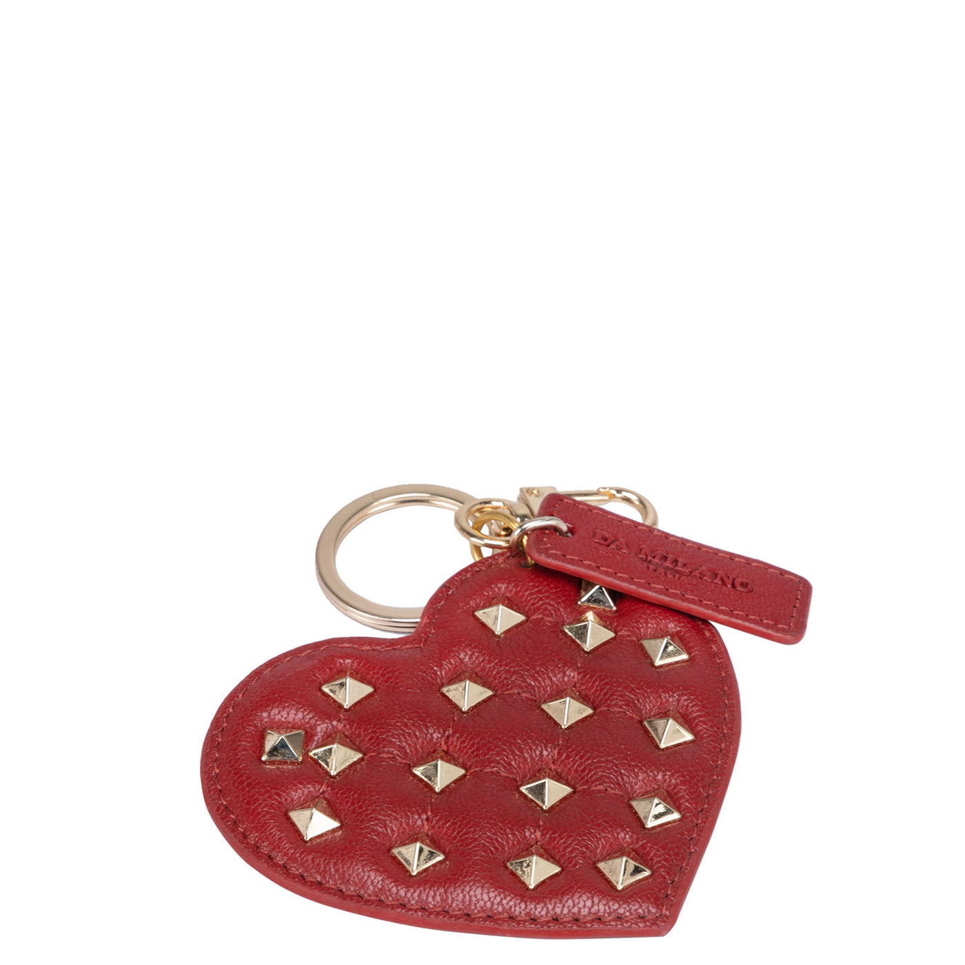 Quilting Leather Key Chain - Tomato