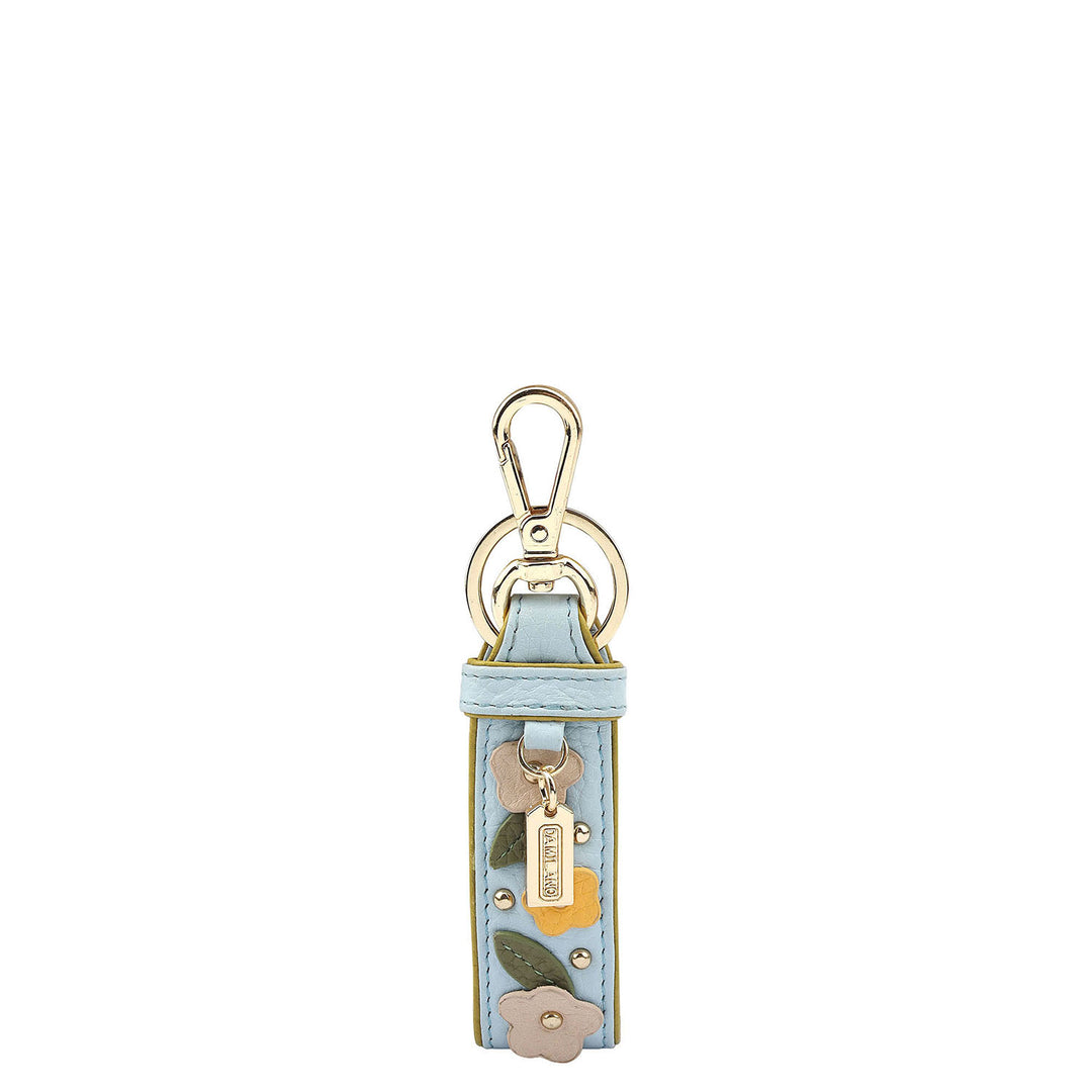 Wax Leather Key Chain - Cloud Blue