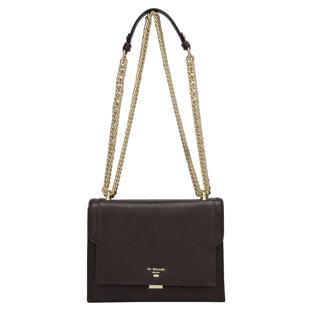 Small Franzy Leather Shoulder Bag - Chocolate