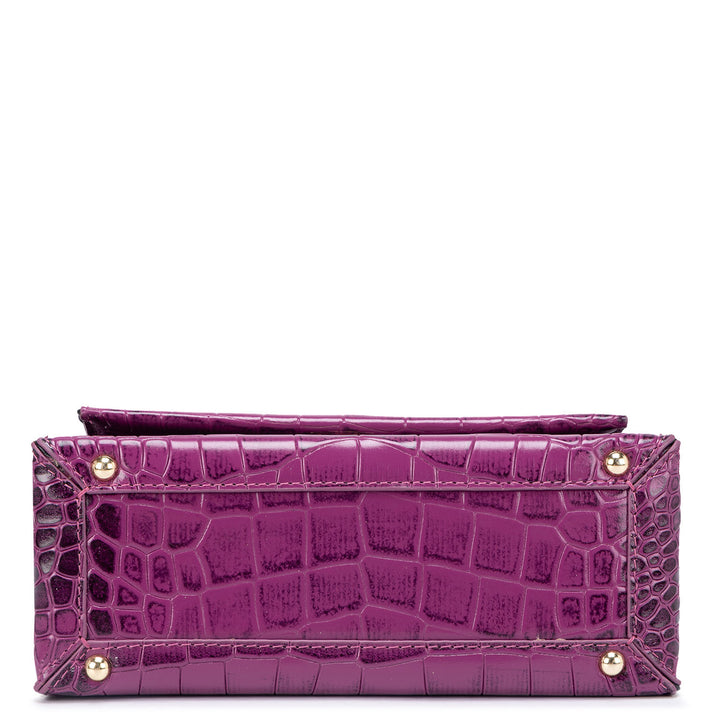 Small Croco Leather Shoulder Bag - Orchid