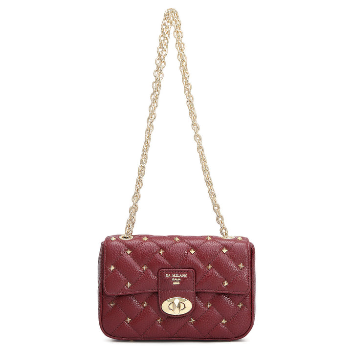 Small Quilting Leather Shoulder Bag - Cherry