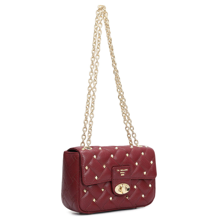 Small Quilting Leather Shoulder Bag - Cherry