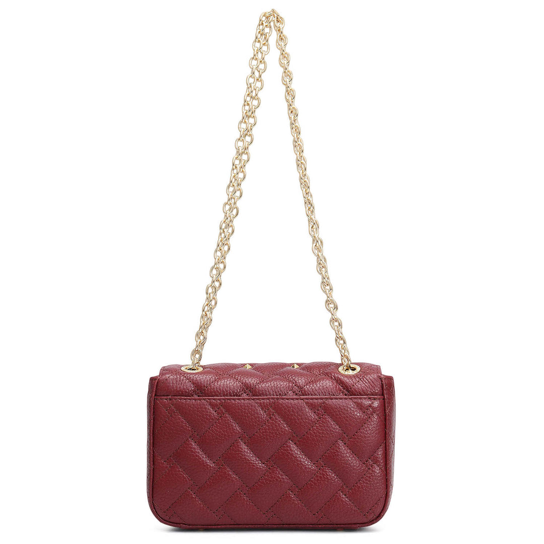 Small Quilting Leather Shoulder Bag - Cherry