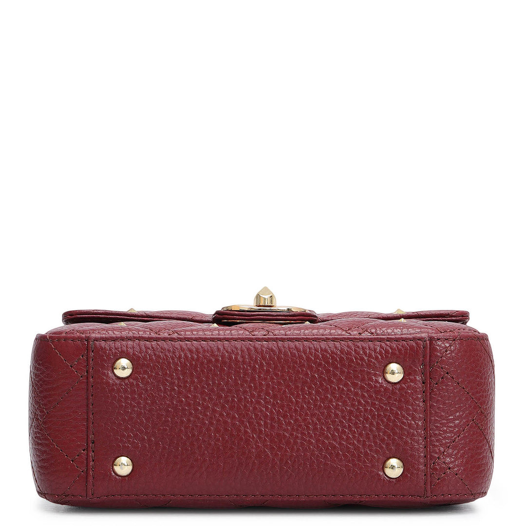 Small Quilting Leather Shoulder Bag - Cherry