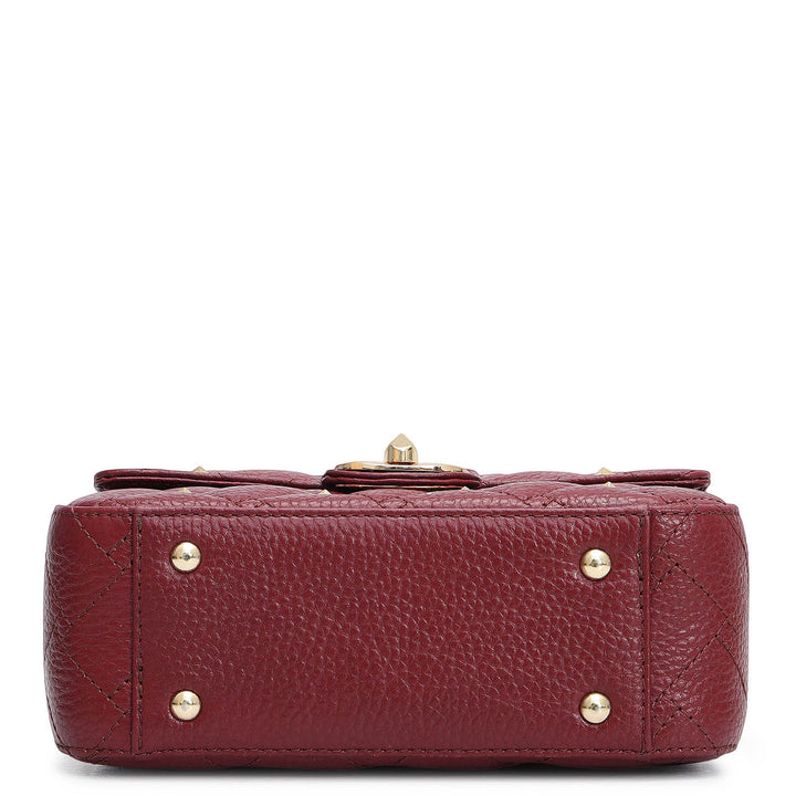 Small Quilting Leather Shoulder Bag - Cherry