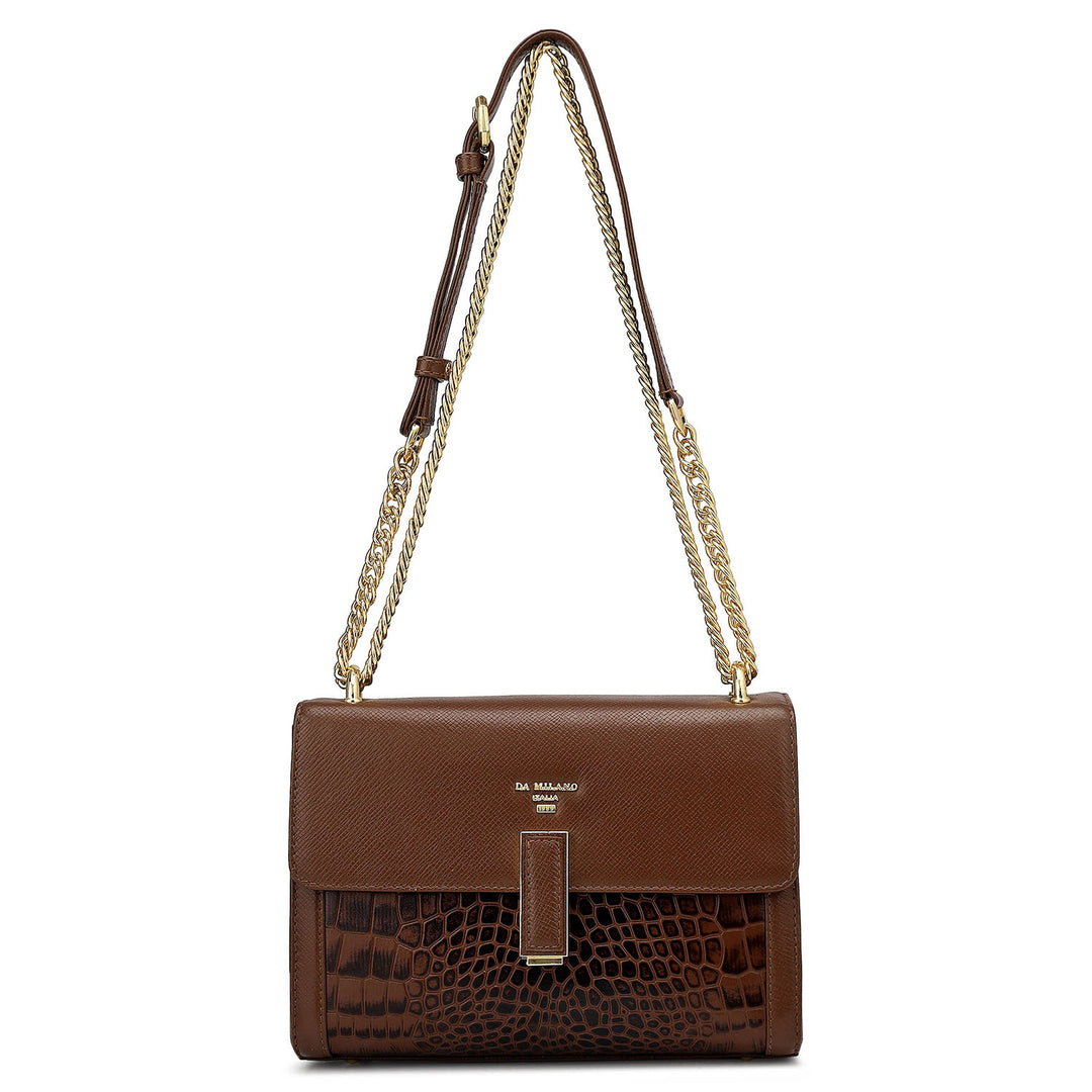 Small Franzy Croco Leather Shoulder Bag - Date
