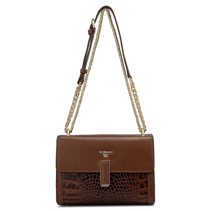Small Franzy Croco Leather Shoulder Bag - Date