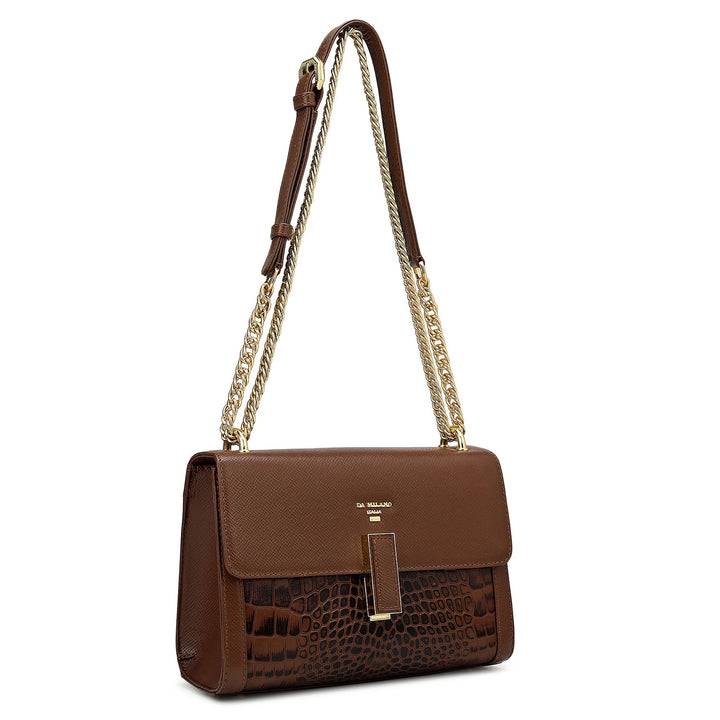 Small Franzy Croco Leather Shoulder Bag - Date
