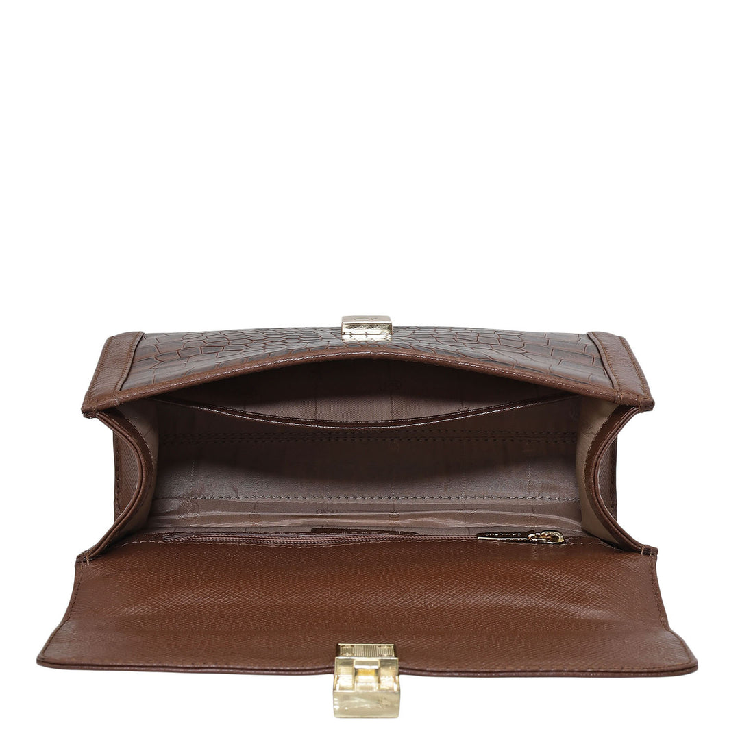 Small Franzy Croco Leather Shoulder Bag - Date