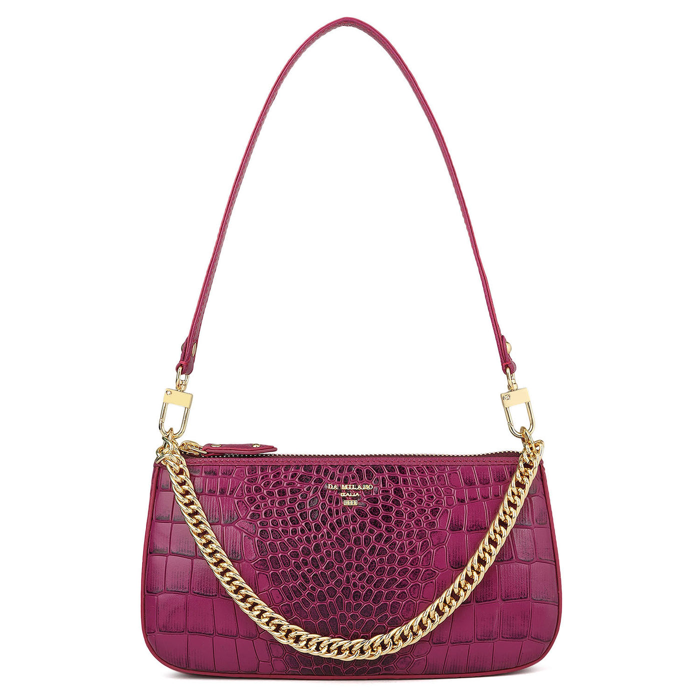Small Croco Leather Shoulder Bag - Orchid