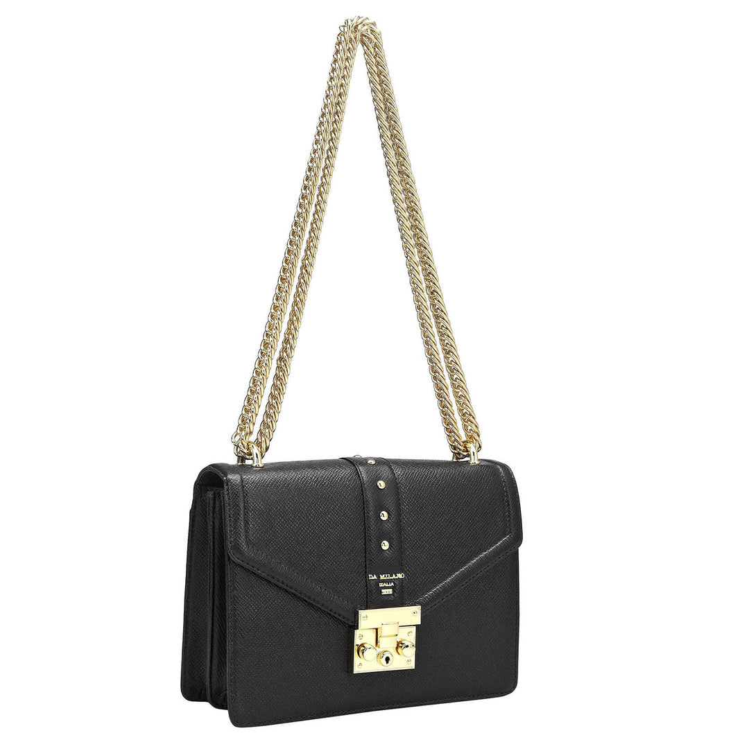 Small Franzy Leather Shoulder Bag - Black