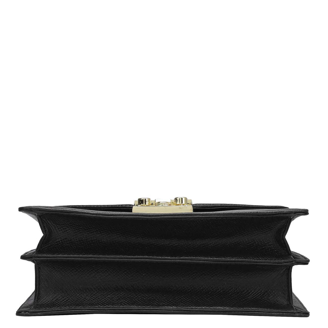 Small Franzy Leather Shoulder Bag - Black