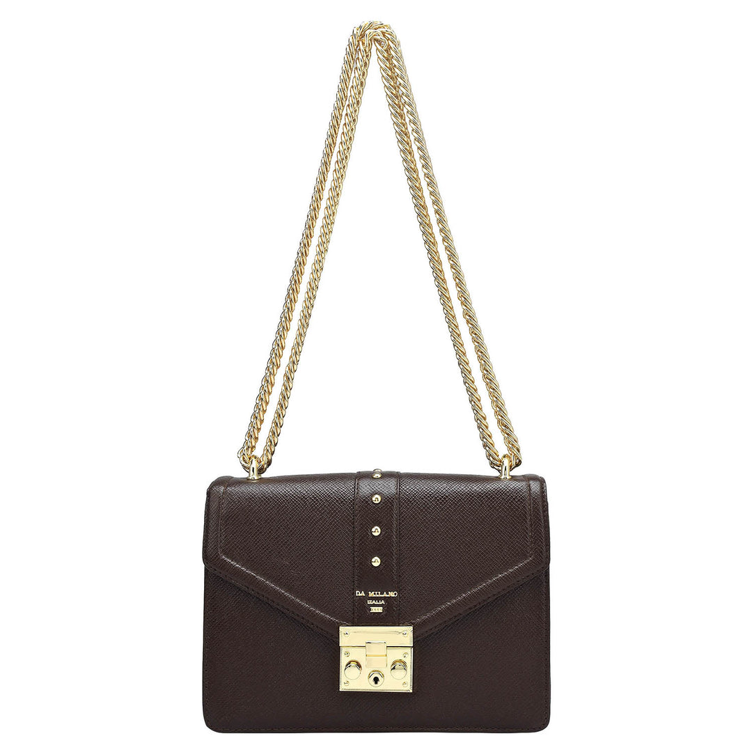 Small Franzy Leather Shoulder Bag - Chocolate