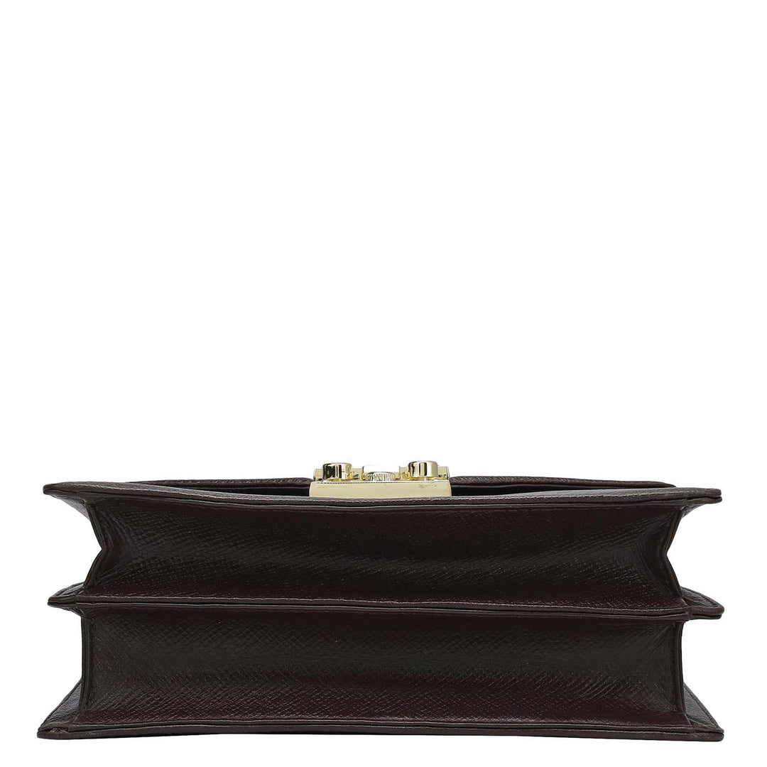 Small Franzy Leather Shoulder Bag - Chocolate