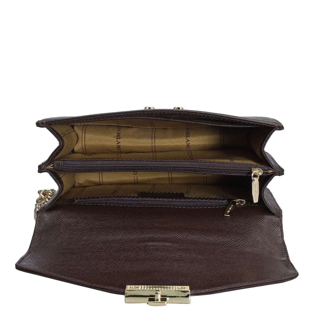 Small Franzy Leather Shoulder Bag - Chocolate