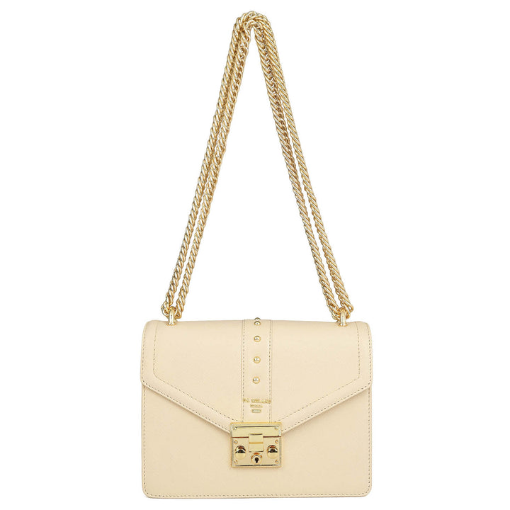 Small Franzy Leather Shoulder Bag - Cream