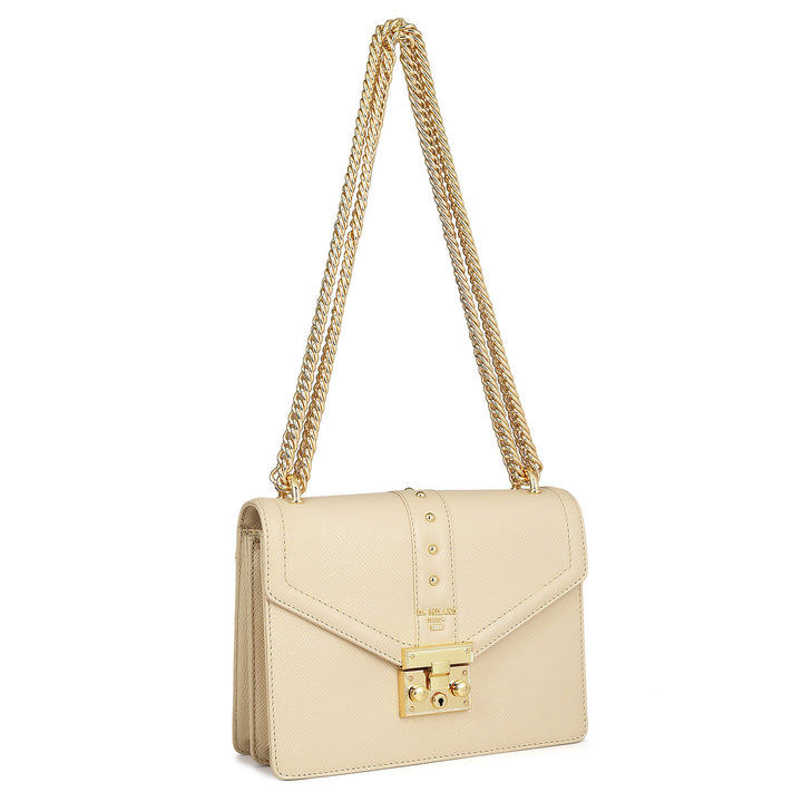 Small Franzy Leather Shoulder Bag - Cream
