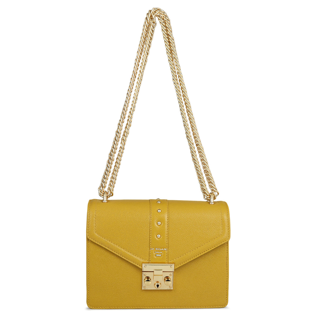 Small Franzy Leather Shoulder Bag - Mustard