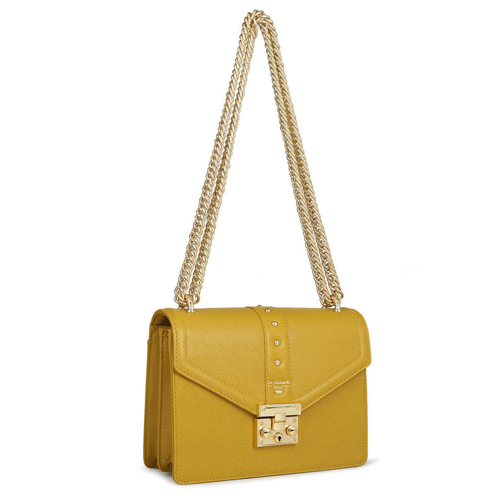 Small Franzy Leather Shoulder Bag - Mustard