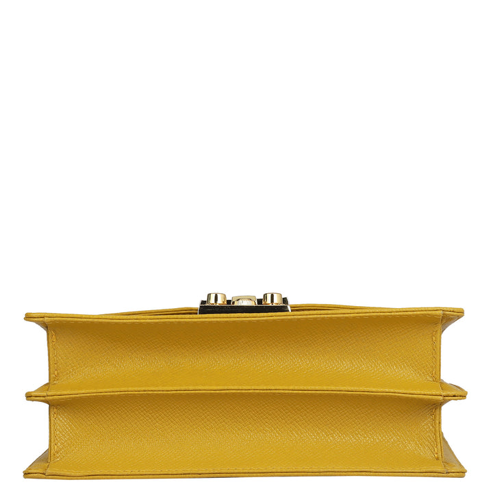 Small Franzy Leather Shoulder Bag - Mustard