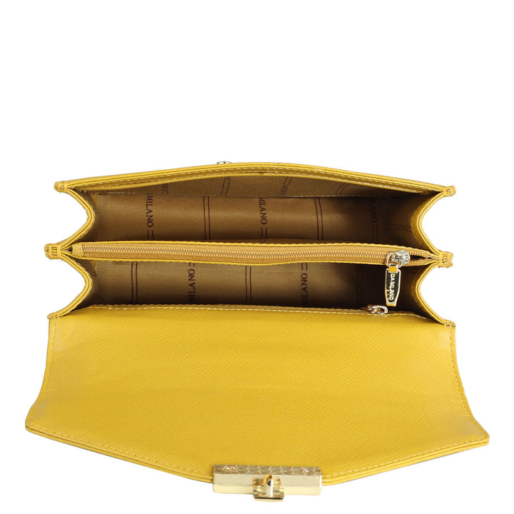 Small Franzy Leather Shoulder Bag - Mustard