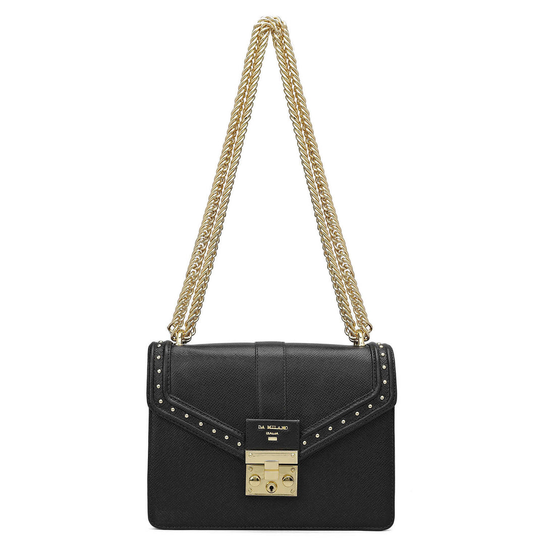 Small Franzy Leather Shoulder Bag - Black
