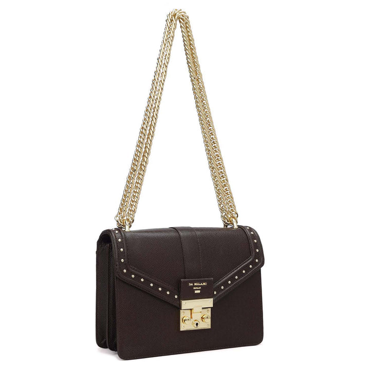 Small Franzy Leather Shoulder Bag - Chocolate