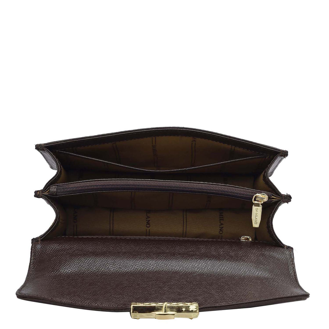 Small Franzy Leather Shoulder Bag - Chocolate