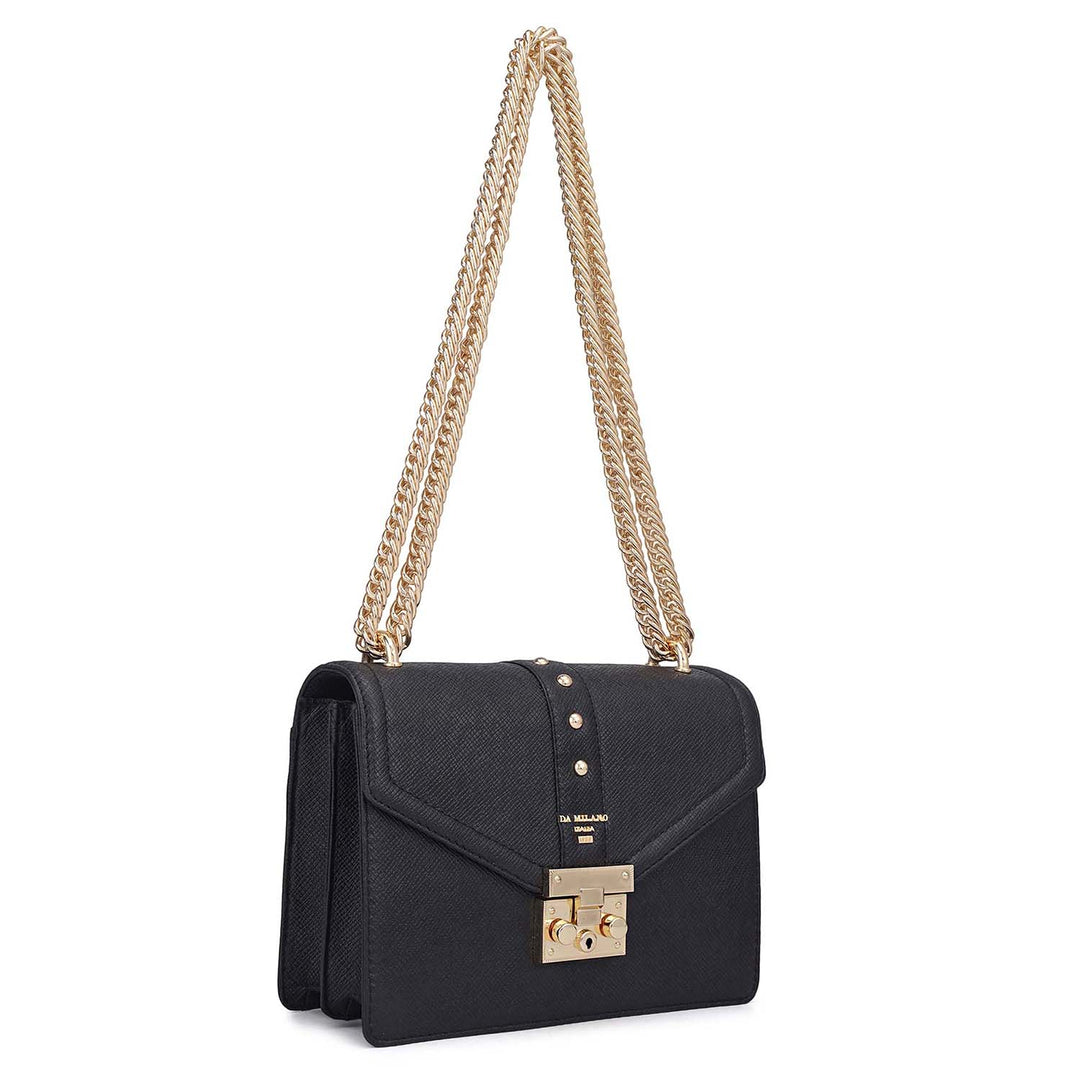 Small Franzy Leather Shoulder Bag - Black