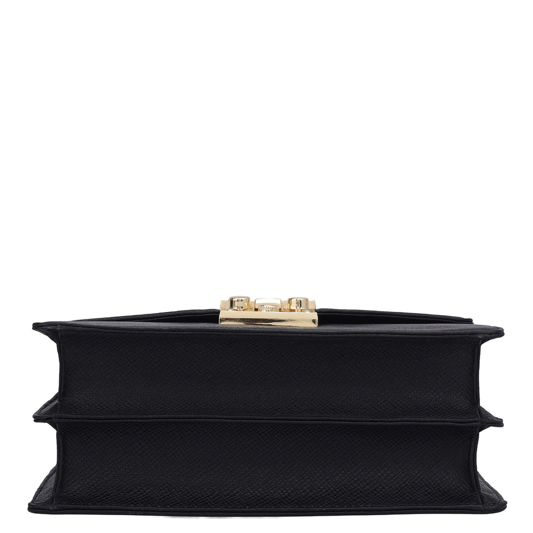 Small Franzy Leather Shoulder Bag - Black