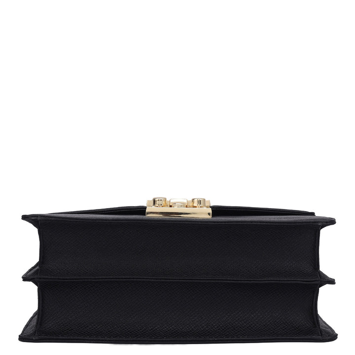 Small Franzy Leather Shoulder Bag - Black