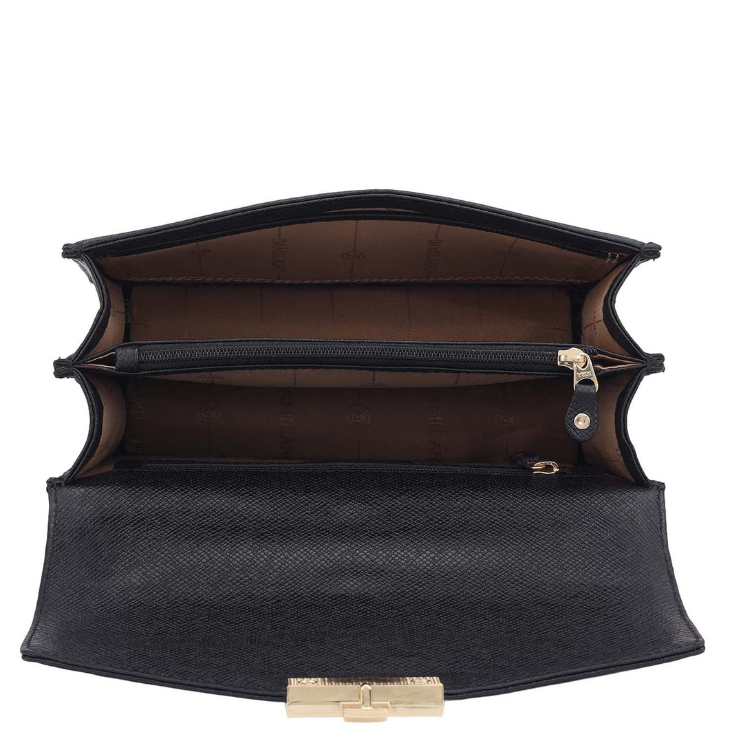 Small Franzy Leather Shoulder Bag - Black