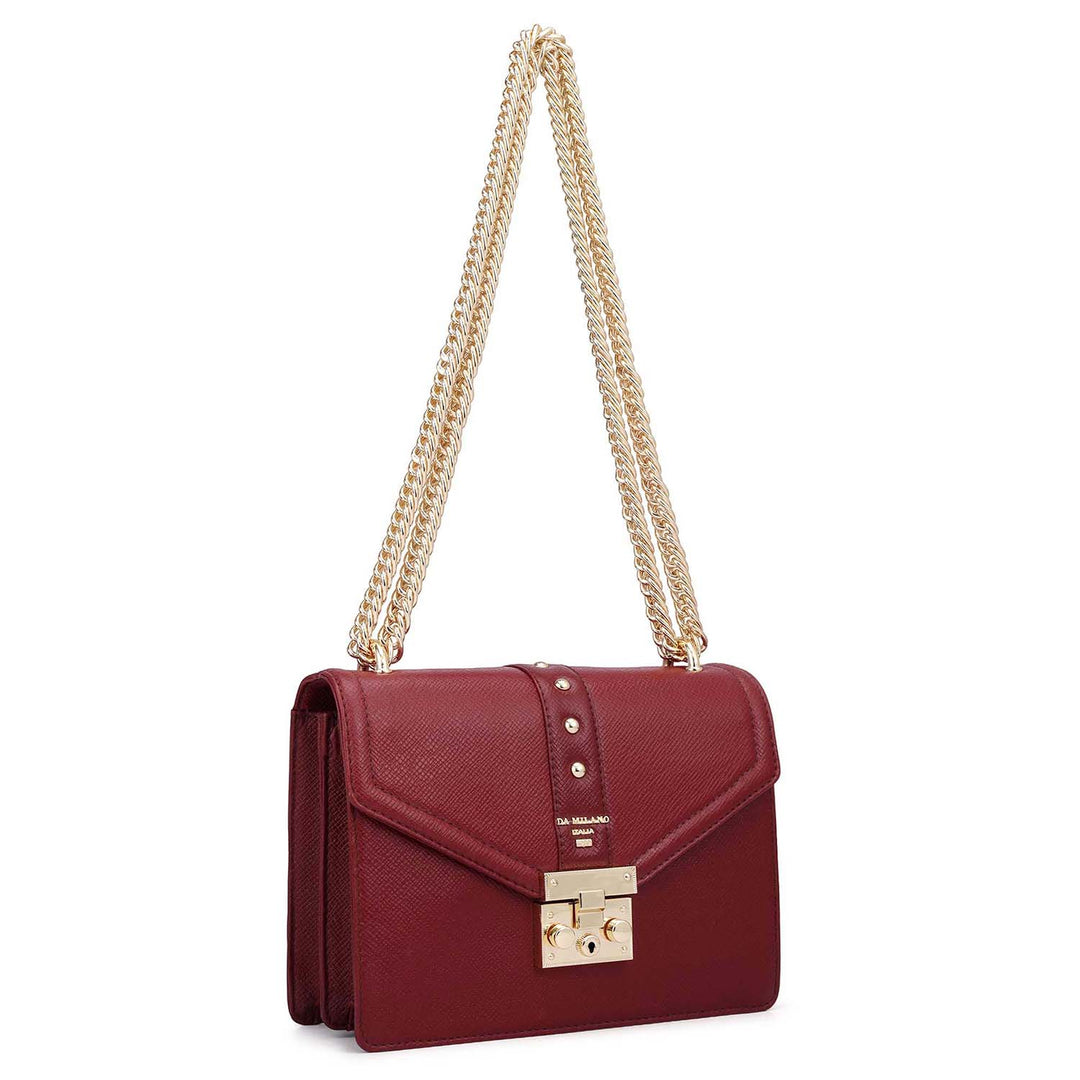 Small Franzy Leather Shoulder Bag - Cherry