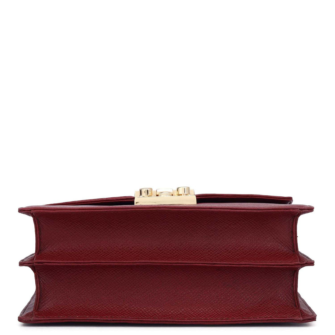 Small Franzy Leather Shoulder Bag - Cherry