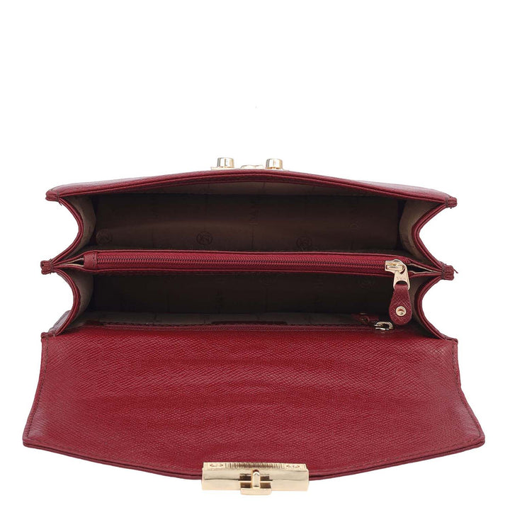 Small Franzy Leather Shoulder Bag - Cherry