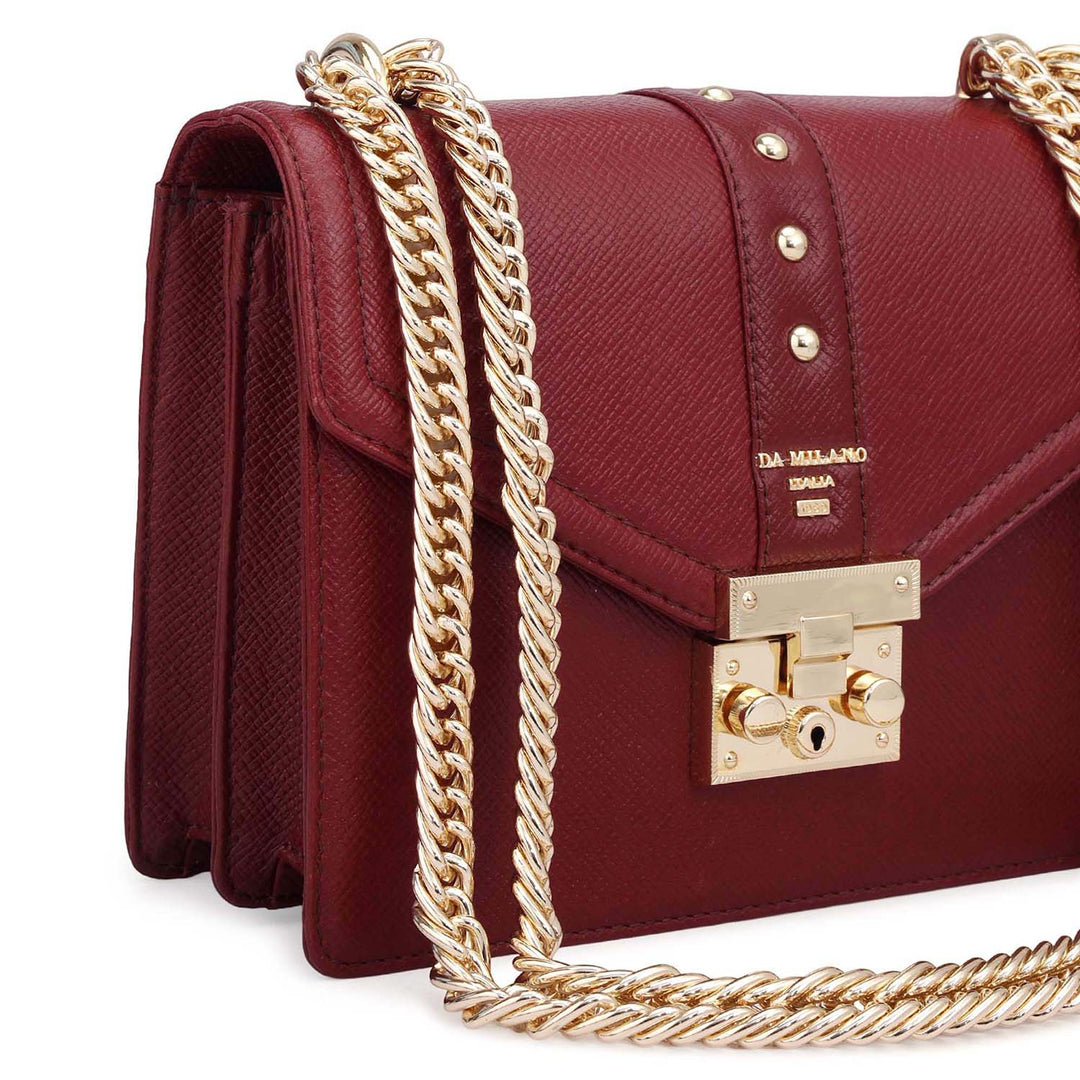 Small Franzy Leather Shoulder Bag - Cherry